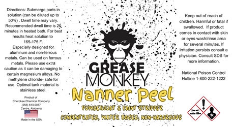 Nanner Peel Chemical Stripper - 1 or 5 Gallons 5, gal, gallon, gallons, 5gal, 1gal, 1, powder stripper, nanner, peel, grease, monkey, grease monkey, liquid, stripper, chemical, stripping